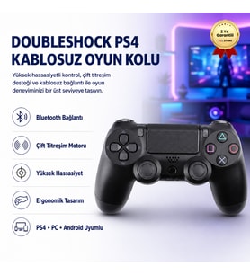 Gamepad DoubleShock PS4 Kablosuz Oyun Kolu, Yüksek Hassasiyetli Çift Titreşimli Bluetooth,