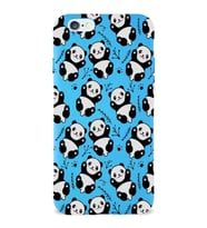 Apple iPhone 6 Uyumlu Lansman Kılıf Panda Tasarımlı İçi Kadife Kapak-mavi (Şeffaf)