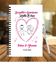 Sevgililer Gününe Özel Ahşap Defter Kalem Hediye Seti 24