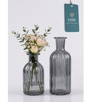 Nordic 2 'li Minimalist Dekor Cam Vazo (Füme)