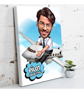 Pilot İçin Karikatürlü Kanvas Tablo