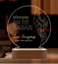 Kişiye Özel Baba LED Gece Lambası – İsim Yazılı Dünyanın En İyi Babası Hediyesi - Babalar Günü Hediyesi - Babaya Doğum Günü Hediyesi