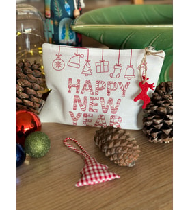 Happy New Year Yılbaşı Mandala Çanta (Kırmızı)