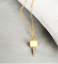 LeylanTakı Kararmaz Çelik Kadın Kolye - Zirkon Taşlı Gold Zincir Hediye Bijuteri Kolye