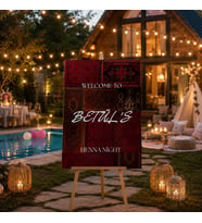 Kişiye Özel Kına Gecesi Karşılama Panosu - Halı Desenli Welcome Panosu - Henna Night Karşılama Tabelası 50 X 70