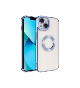 Apple iPhone 14 Uyumlu Kılıf Kamera Korumalı Logo Gösteren Zore Omega Kapak (Açık Mavi)