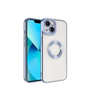 Apple iPhone 14 Uyumlu Kılıf Kamera Korumalı Logo Gösteren Zore Omega Kapak (Açık Mavi)