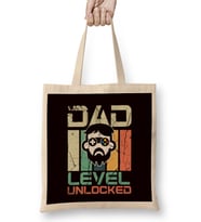 Retro Dad Level Unlocked Daddy Gamer Newborn Children Father Bez Çanta Uzun Saplı