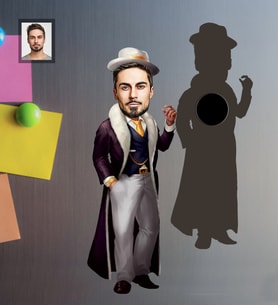 Kişiye Özel Kabadayı Karikatürlü  Ahşap Magnet Bay-4