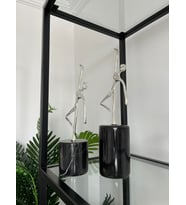 SİYAH MERMER GÜMÜŞ BALERİN SET