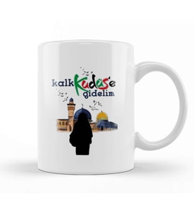 Kalk Kudüs'e Gidelim Yazılı Kupa Bardak Porselen