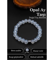 Opal Ay Taşı Bileklik Erkek Kadın Doğal Taş Bileklik 8 mm BT036 (Beyaz)