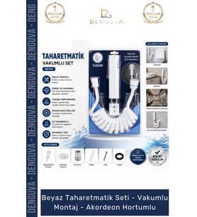 Beyaz Taharetmatik Seti Hijyenik Dayanıklı Vakumlu Montaj