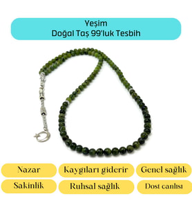 Sertifikalı Yeşim 6mm 99luk Doğal Taş Tesbih