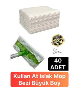 40 Adet Tak Kullan At Islak Mop Yüzey Temizlik Bezi Havlusu İz Bırakmaz Fayans Ahşap Duvar Büyük Boy