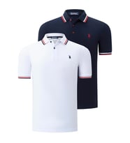 İKİLİ SET T8594 DEWBERRY ERKEK T-SHIRT-BEYAZ-LACİVERT (Beyaz - Lacivert)