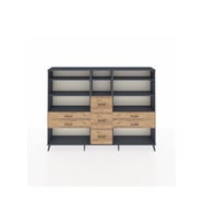 Arges Dolap 8 Raflı 7 Çekmeceli  220x30x163 Antrasit-Antrasit/Çam