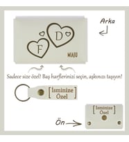 Beyaz, İki Harf, Tek Kalp, Sonsuz Aşk! İsme Özel Kalpli Cüzdan & Anahtarlık Set, Sevgilinize Armağan