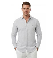 DeepSEA Krem Slim Fit Çizgili %100 Pamuk Erkek Gömlek – Nefes Alan Şık Günlük Gömlek 2602626