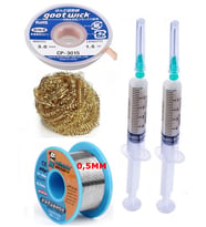 Havya Ucu Temizleme Teli Flux,lehim Emme Tel 3,0mm ve Lehim Teli Soldering 63SN/37PB Flux %1-3 40GR 0,5mm ST04