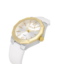 Polo Air Metal Kasa Silikon Kordon Erkek Kol Saati Beyaz Gold Gümüş Renk PL-7048E5x (Altın-Beyaz)
