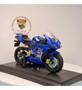Mavi Yarış Motosikleti #54 - 1:18 Ölçek (12cm) Kutulu Standlı Diecast Model