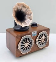 Ultratekno NS-801BT Gerçek Ahşap Nostaljik Radyo Gramofon Görünümlü Bluetooth Hoparlör (Koyu Kahverengi)