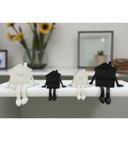 ToDekora Siyah Beyaz 4'lü Dekoratif Ev Figürü Seti  Modern Minimalist Masa ve Raf Süsü