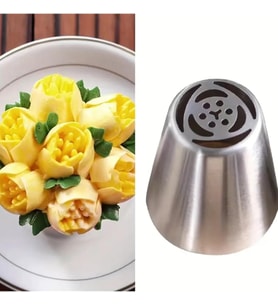 Siliko World Paslanmaz Çelik Krema Sıkma Torbası Ucu, Rus Duyu, 1 Adet+4 Adet Sıkma Torbası, Metal