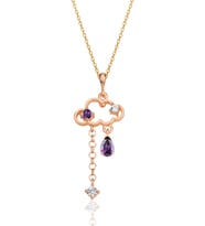 Gümüş rose ametis ve zirkon taşlı bulut kolye SGTL12350ROSE