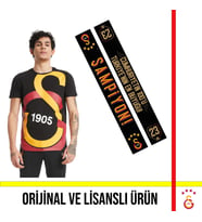 Galatasaray Lisanslı Siyah Büyük Logolu T-Shirt ve 23 Şampiyonluk Şal Atkı