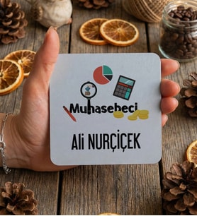 Kişiye Özel Muhasebeci Bardak Altlığı Hediyesi (Beyaz)