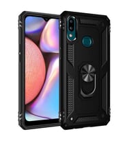 Samsung Galaxy A10S Kılıf Yüzüklü Zırh Tank Vega (Siyah)
