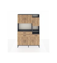 Arges Dolap 10 Raflı 3 Çekmeceli 6 Kapaklı 132x30x195 Antrasit-Çam/Çam