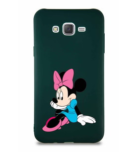 Samsung Galaxy J7 Core Soft Premier Kapak Minnie Mouse-E Tasarımlı Silikon Kılıf - Yeşil (Şeffaf)