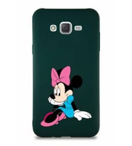Samsung Galaxy J7 Core Soft Premier Kapak Minnie Mouse-E Tasarımlı Silikon Kılıf - Yeşil (Şeffaf)