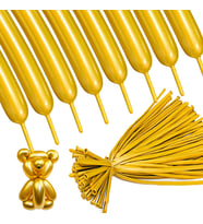 YÜKSEK KALİTE 100 ADET GOLD SOSİS BALON METALİK GOLD SOSİS BALON PARLAK SOSİS BALON ŞEKİL BALONU