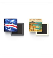 Buzdolap Magnetleri - Cabo Verde Bayrağı ve Paper Cut Tema - 2'li Set Magneti