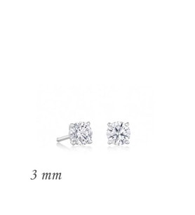 Gümüş Yuvarlak Tek Taş Zirkon Küpe - 3 mm