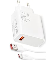 Galaxy A40, A41, A42, A50, A50s, A51, A26, A36, A56 ile Uyumlu Type-C 33W Turbo Hızlı Şarj Aleti SET, Beyaz