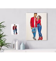 BK Gift Kişiye Özel Tam Boy Sevgililer Karikatürlü Kanvas Tablo 30x50cm-1