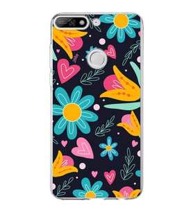 PrintiFy Huawei Y7 2018 ile Uyumlu 1mm Slim Fit Retro Renkler 1 Baskılı Şeffaf  Kılıf
