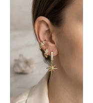 Lente Aksesuar Xuping 14k Altın Kaplama Sallantılı Kutup Yıldızı Küpe-Zirkon Taşlı Set Küpe