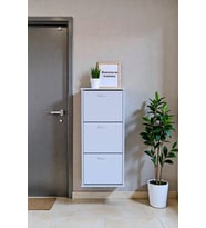Eliusta Soren 3 Düşer Kapaklı 52 cm Beyaz Ayakkabılık 52x114x26 cm Asma 6 Bölmeli Ayakkabılık