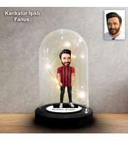 KİŞİYE ÖZEL Siyah-Kırmızı TASARIM IŞIKLI KARİKATÜR FANUS BİBLO FN165