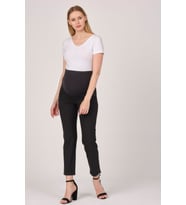 Hamile Gabardin Pantolon Kare Çizgili Desen Mode Gri