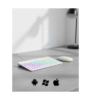 Türkçe Q Aydınlatmalı Klavye Mouse Seti Kablosuz Bluetooth Destekli