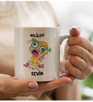 BK Gift Delileri Sevin Tasarımlı Beyaz Kupa Bardak, Arkadaşa Hediye, Doğum Günü Hediyesi