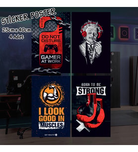 body pazu albert game at work - 4 adet yapışkanlı poster sticker etiketler - dolap cam oda için