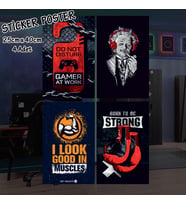 body pazu albert game at work - 4 adet yapışkanlı poster sticker etiketler - dolap cam oda için
